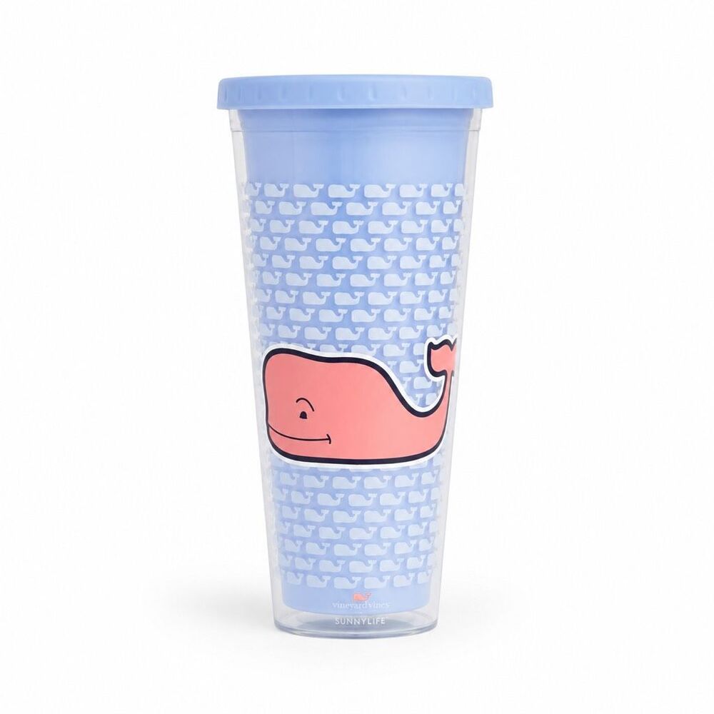 Vineyard Vines x Sunnylife Whale Tumbler Blue Pink Coastal Preppy